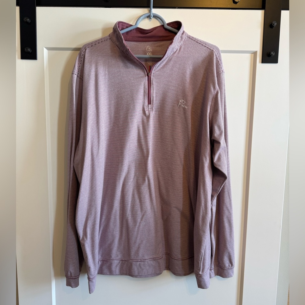 Rhoback Striped Performance Quarterzip - XXL - Cardinal Red